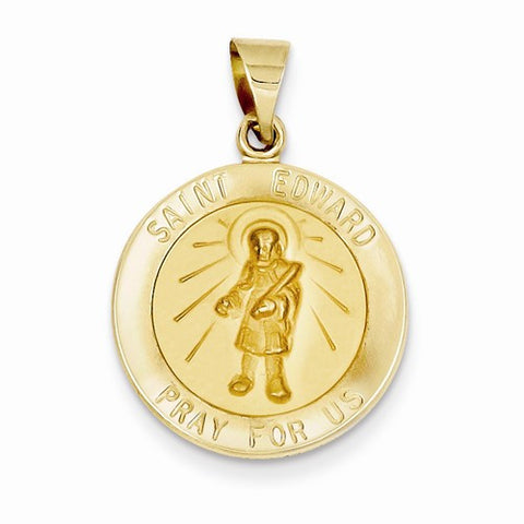 14k Gold Polished and Satin St. Edward Medal Pendant, Pendants for Necklace