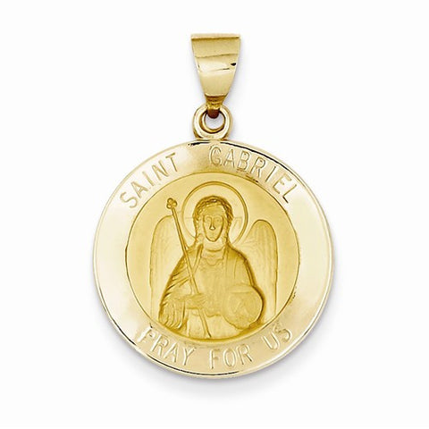 14k Gold Polished and Satin St. Gabriel Medal Pendant, Pendants for Necklace