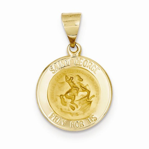 14k Gold Polished and Satin St. George Medal pendant, Adorable Pendants for Necklace