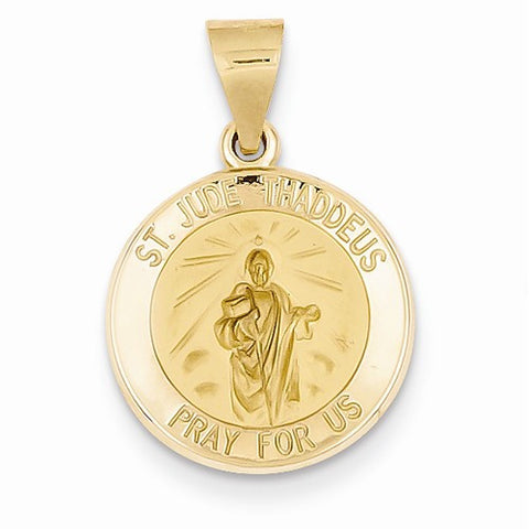 14k Gold Polished and Satin St. Jude Thaddeus Medal pendant, Beautiful Pendants for Necklace