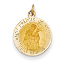 14k Gold Saint Francis of Assisi Medal Charm hide-image