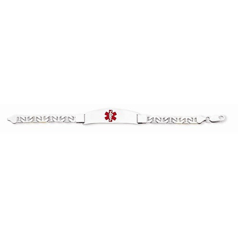 Sterling Silver Non-Enameled Medical Id Anchor Link Bracelet