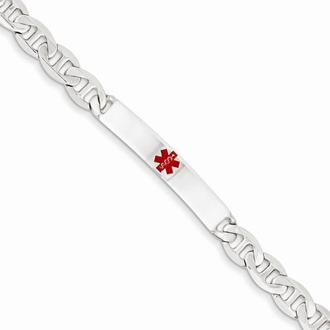 Sterling Silver Polished Medical Anchor Link Id Bracelet