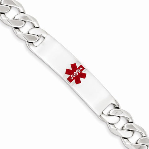 Sterling Silver Polished Medical Curb Link Id Bracelet