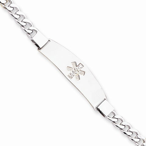 Sterling Silver Non-Enameled Medical Id Curb Link Bracelet