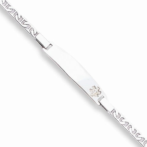 Sterling Silver Non-Enameled Medical Id Anchor Link Bracelet