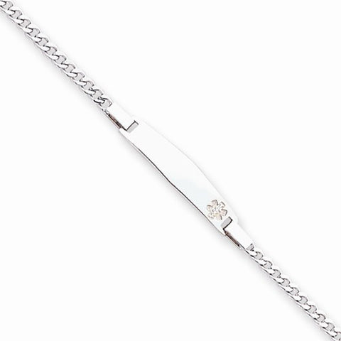 Sterling Silver Non-Enameled Medical Id Curb Link Bracelet