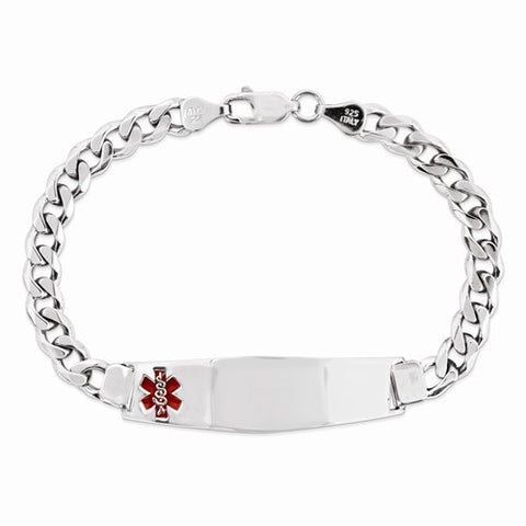 Sterling Silver Medical Id Curb Link Bracelet