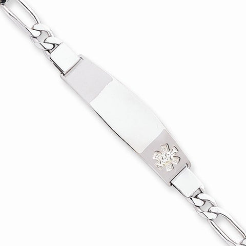 Sterling Silver Non-Enameled Medical Id Curb Link Bracelet