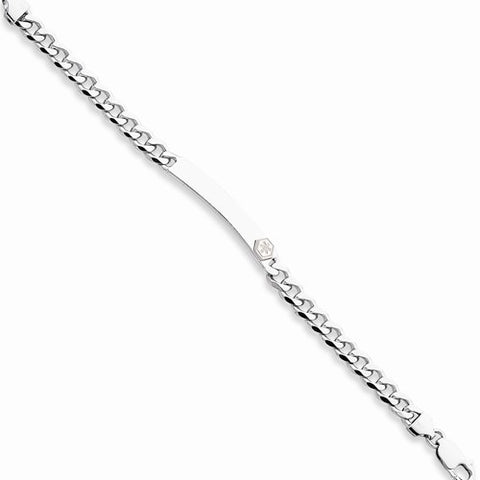 Sterling Silver Non-Enameled Medical Id Curb Link Bracelet