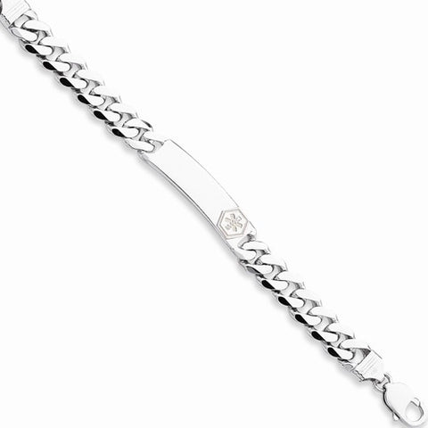 Sterling Silver Non-Enameled Medical Id Curb Link Bracelet