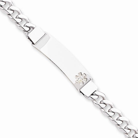 Sterling Silver Non-Enameled Medical Id Curb Link Bracelet