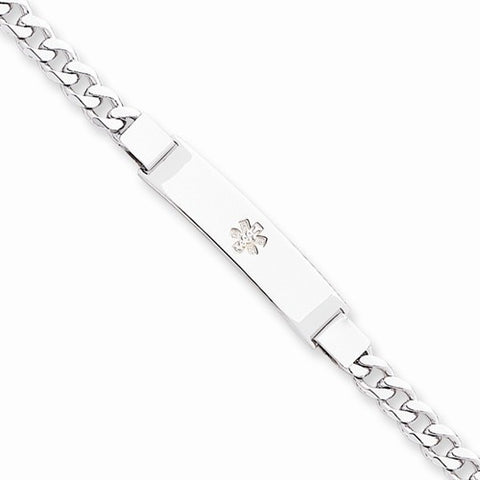 Sterling Silver Non-Enameled Medical Id Curb Link Bracelet