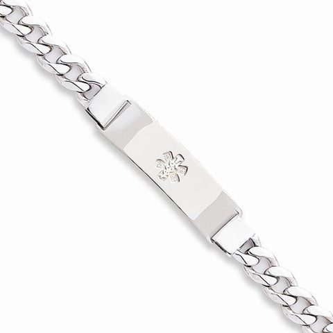 Sterling Silver Non-Enameled Medical Id Curb Link Bracelet