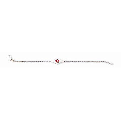 Sterling Silver Medical Id Rope Link Bracelet