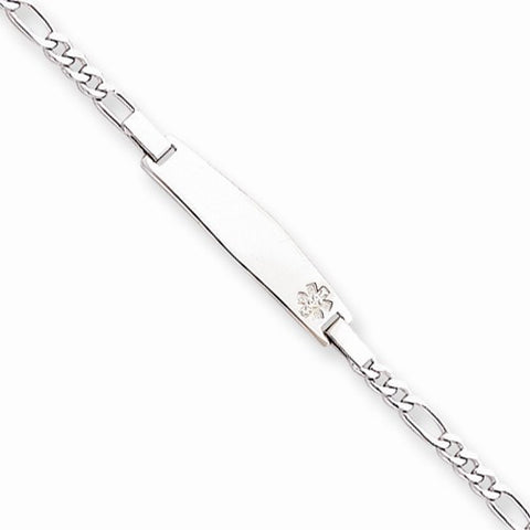 Sterling Silver Childrens Non-Enameled Medical Id Figaro Link Bracelet