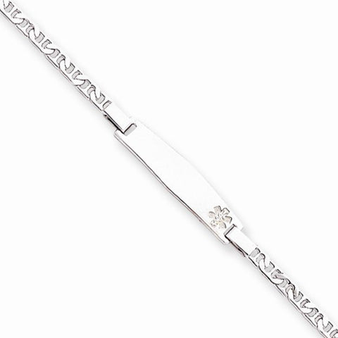 Sterling Silver Childrens Non-Enameled Medical Id Anchor Link Bracelet