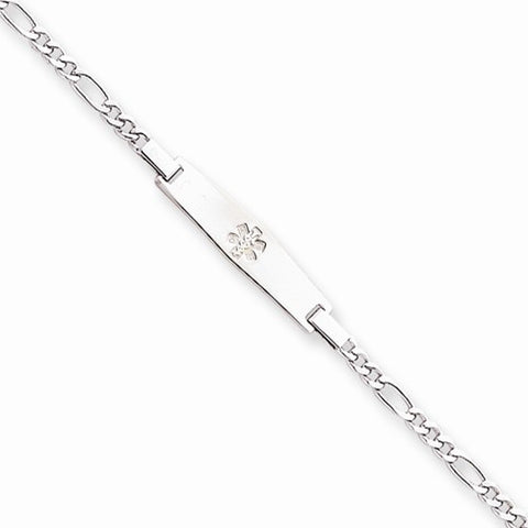 Sterling Silver Childrens Non-Enameled Medical Id Figaro Link Bracelet