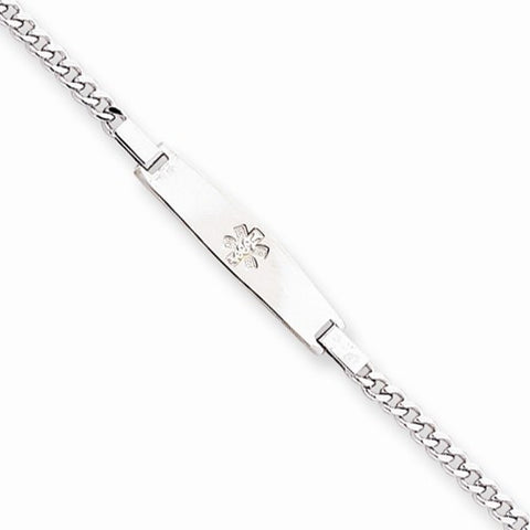 Sterling Silver Childrens Non-Enameled Medical Id Curb Link Bracelet