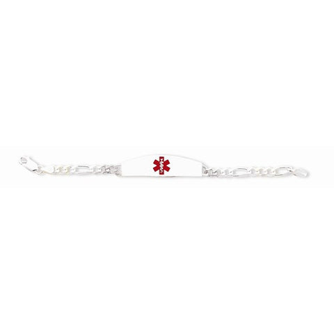 Sterling Silver Medical Id Figaro Link Bracelet