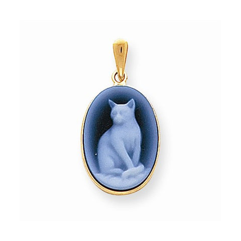 14k Gold 13x18 Full Cat Agate Cameo Pendant, Pendants for Necklace