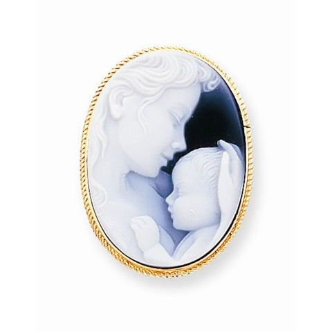 14k Gold 22x30mm Agate Cameo with Sentiment Pin/pendant, Delightful Pendants for Necklace