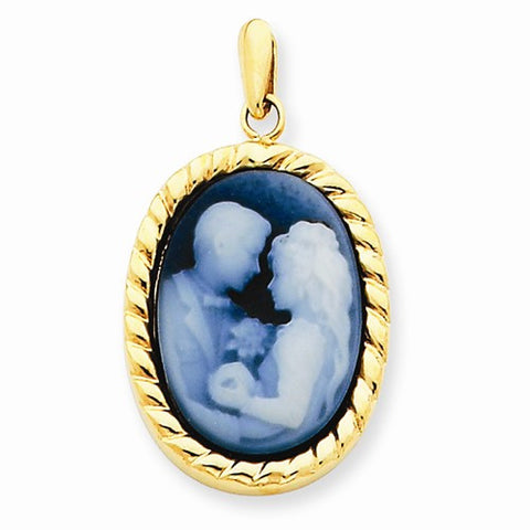 14k Gold 13x18mm Agate Cameo with Sentiment Pendant Polished, popular 14k Yellow gold, A