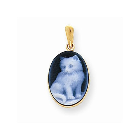 14k Gold 12x16mm Kitten Agate Cameo Pendant, Pendants for Necklace