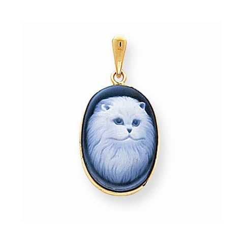 14k Gold 13x18mm Persian Cat Agate Cameo Pendant, Pendants for Necklace