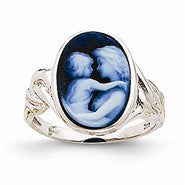 14k White Gold Everlasting Love 10x14mm Agate Cameo Ring