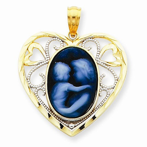 14k Gold & Rhodium Everlasting Love Cameo Pendant, Pendants for Necklace