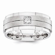 14k White Gold 8mm Fancy Diamond Wedding Band