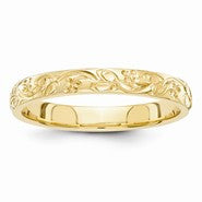 14k Yellow Gold hand engraved Wedding Band