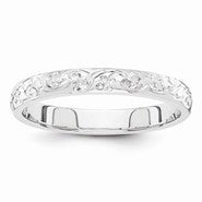 14k white gold hand engraved Wedding Band