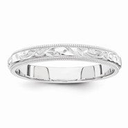 14k white gold hand engraved Wedding Band