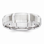 14k White Gold 5mm Grooved Brushed and Polished Wedding Band