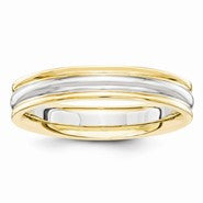 14k Two-Tone 4mm Ridged Wedding Band