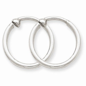 14k White Gold Non-pierced Hoop Earrings