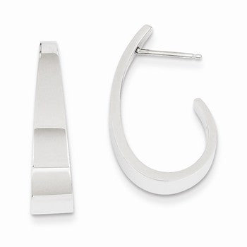 14k White Gold Polished J-Hoop Post Earrings