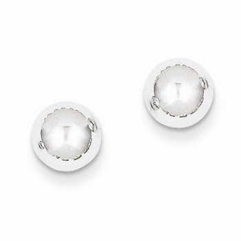 14k White Gold Polished 7mm Ball Post Earrings