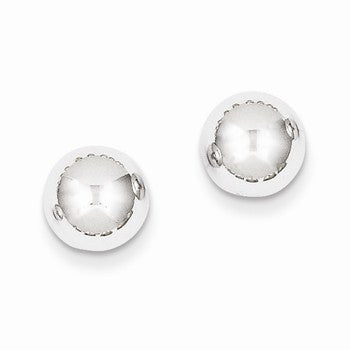 14k White Gold Polished 8mm Ball Post Earrings