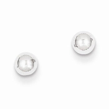 14k White Gold Polished 4mm Ball Post Earrings