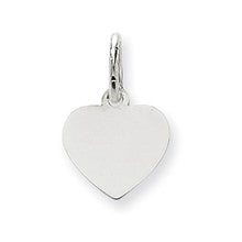 14k White Gold Plain .013 Gauge Engravable Heart Charm hide-image