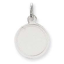 14k White Gold Plain .013 Gauge Round Engravable Disc Charm hide-image