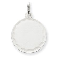 14k White Gold Plain .018 Gauge Round Engravable Disc Charm hide-image