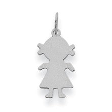 14k White Gold Plain Small .009 Gauge Engravable Girl Charm hide-image