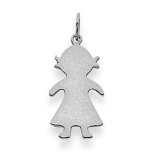 14k White Gold Plain Small .009 Gauge Engravable Girl Charm hide-image