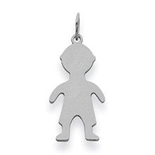 14k White Gold Plain Small .013 Gauge Engravable Boy Charm hide-image