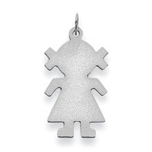 14k White Gold Plain Medium .013 Gauge Engravable Girl Charm hide-image