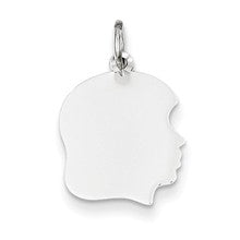 14k White Gold Plain Medium Facing Right Engravable Girl Charm hide-image